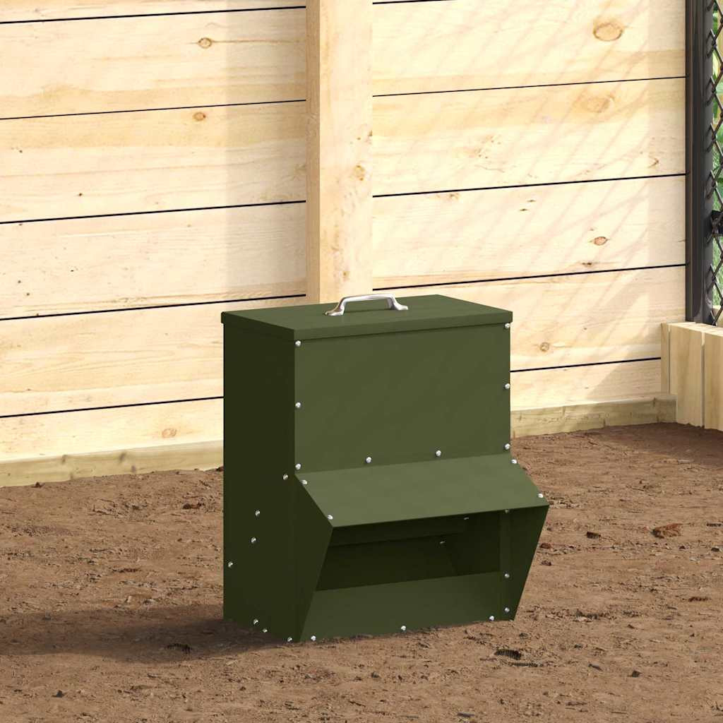 vidaXL Hühnerfütterer Olive Grün 35 x 30,5 x 43,5 cm