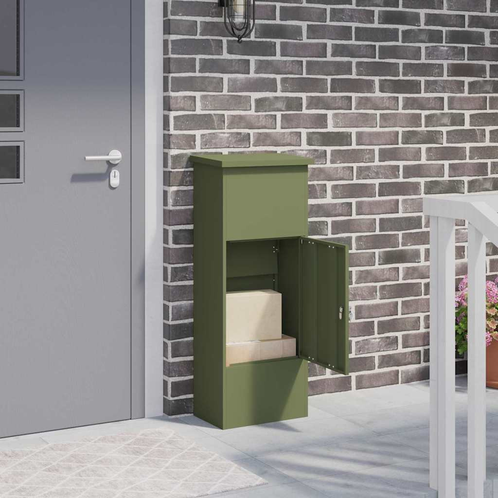 vidaXL Paketdrop-Box mit Speicher Olivgrün 44,5 x 29 x 110,5 cm Stahl