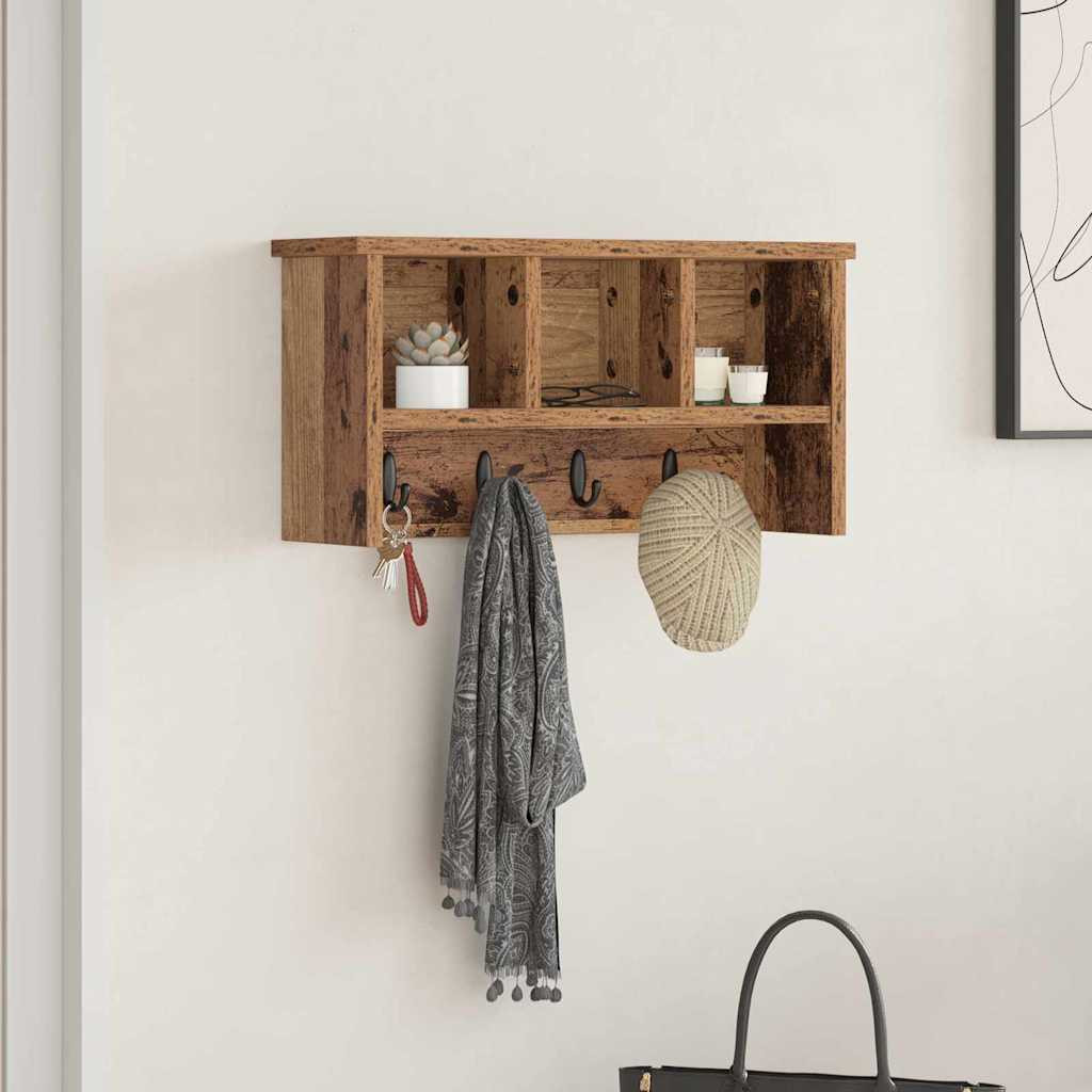 vidaXL Wandmontierter nachttisch Altholz 50 x 16 x 26 cm Holzwerkstoff