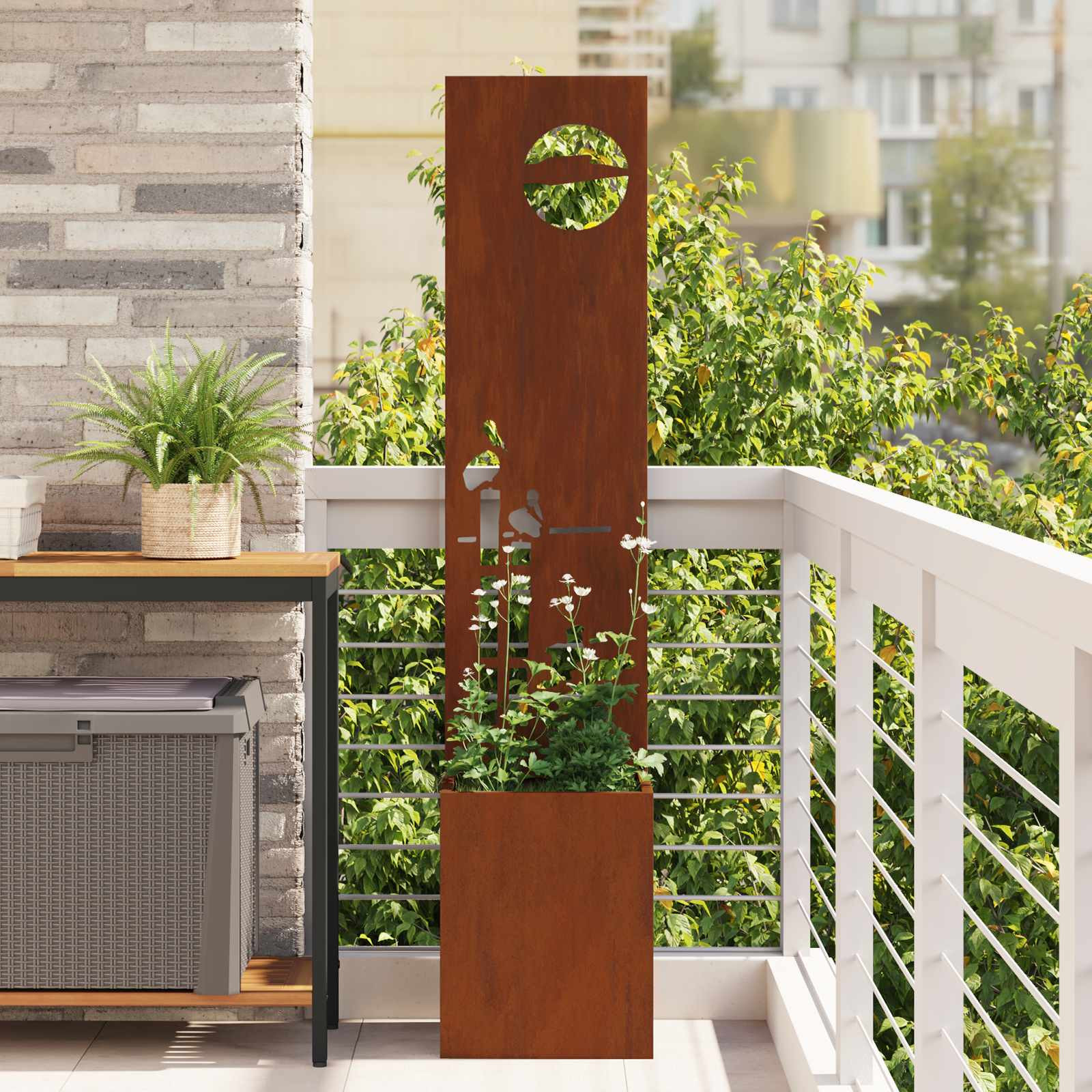 vidaXL Garten Sichtschutz-Leinwand Rostig 32 x 32 x 150 cm