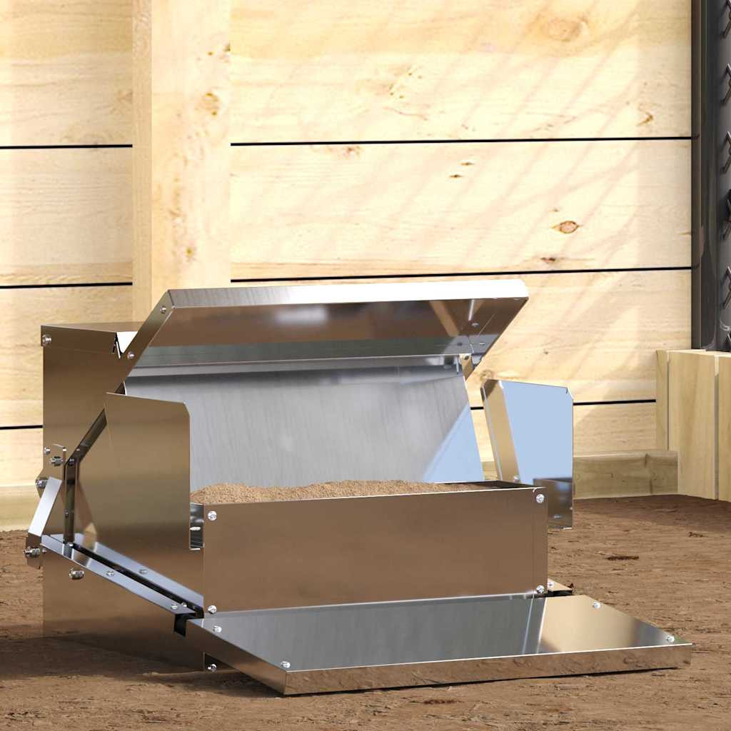 vidaXL Hühnertretfeeder Silber 50 x 40 x 29 cm Verzinkter Stahl