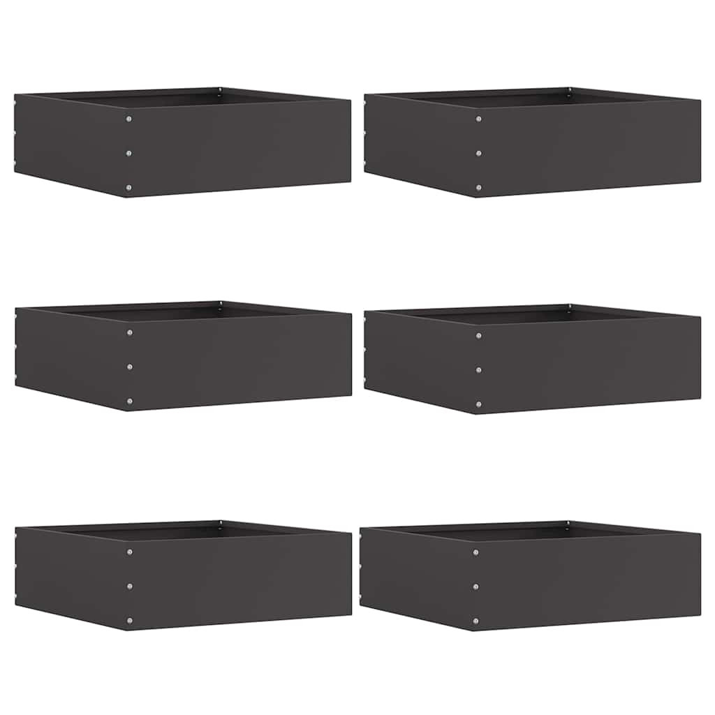 vidaXL Raseneinfassung 6 pcs Schwarz 40 x 40 x 13 cm Stahl