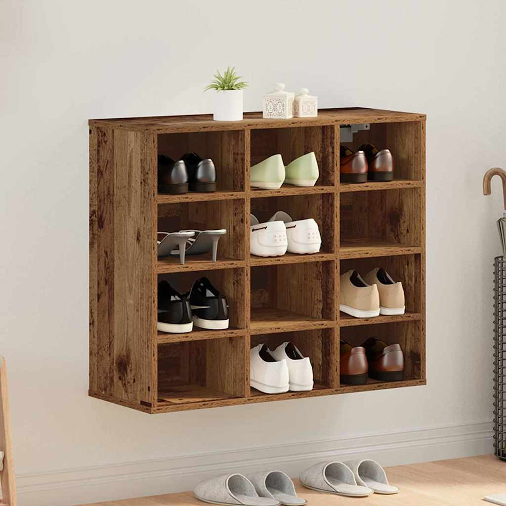 vidaXL Schuhschrank mit Regal Altholz 77,5 x 30 x 67 cm Holzwerkstoff