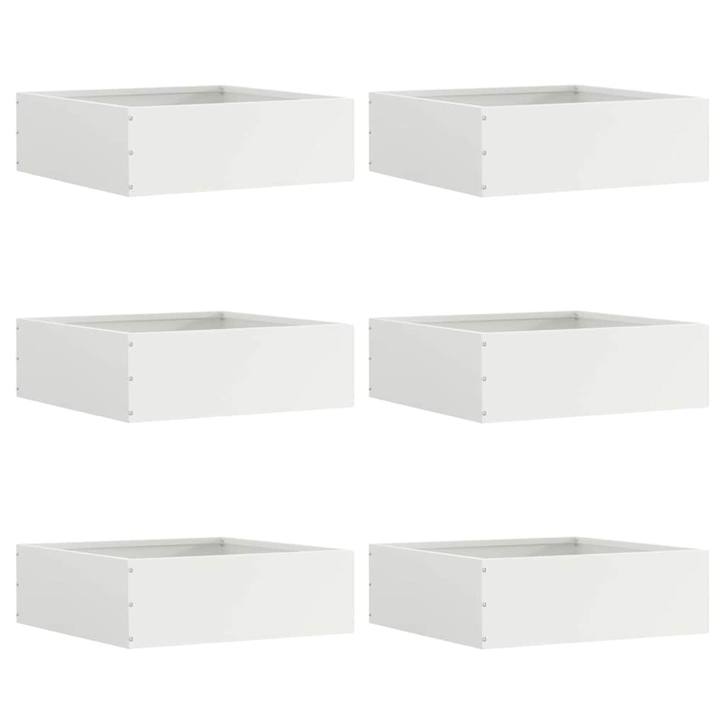 vidaXL Raseneinfassung 6 pcs Weiß 40 x 40 x 13 cm Stahl