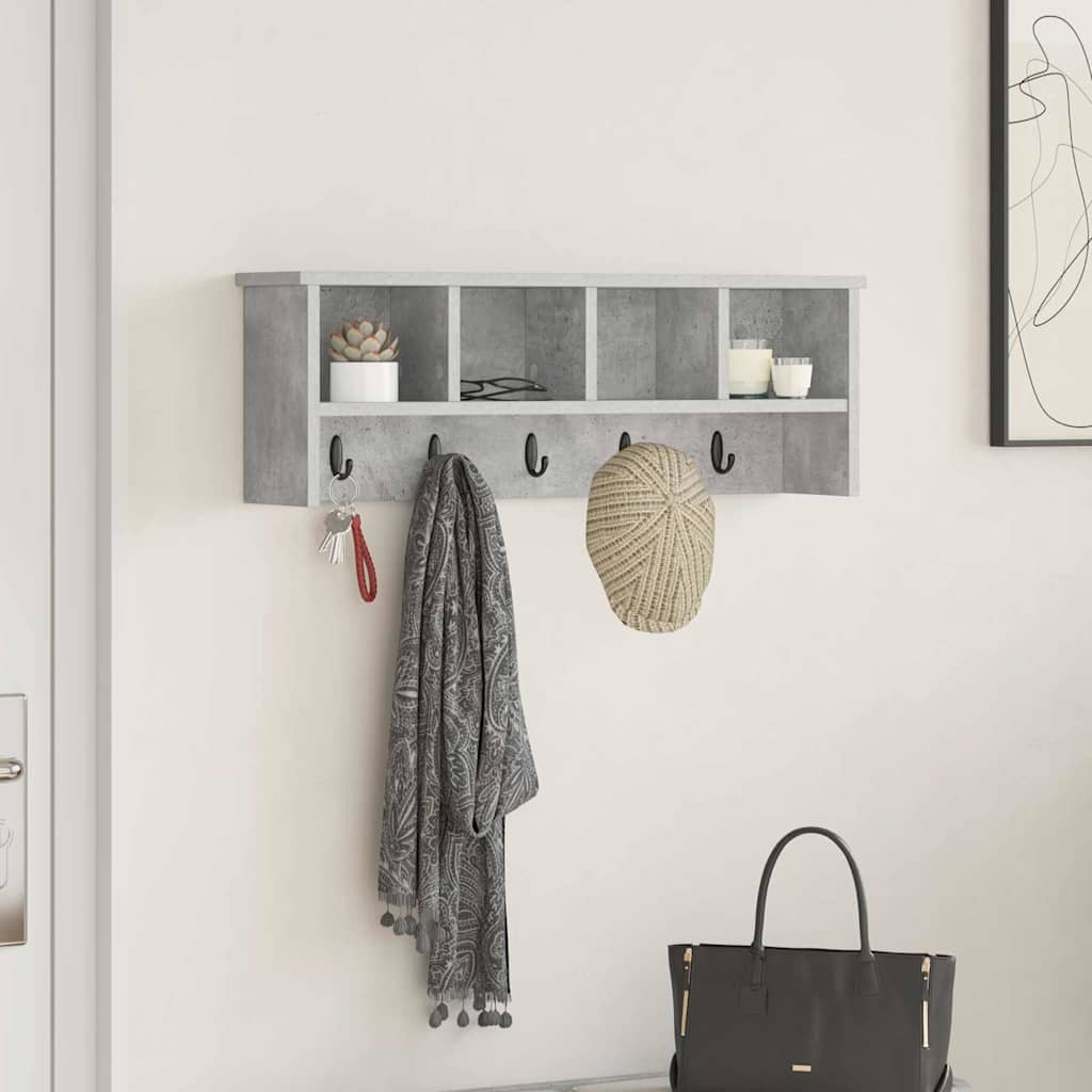 vidaXL Wandmontierter nachttisch mit Regal Beton Grau 75 x 16 x 26 cm
