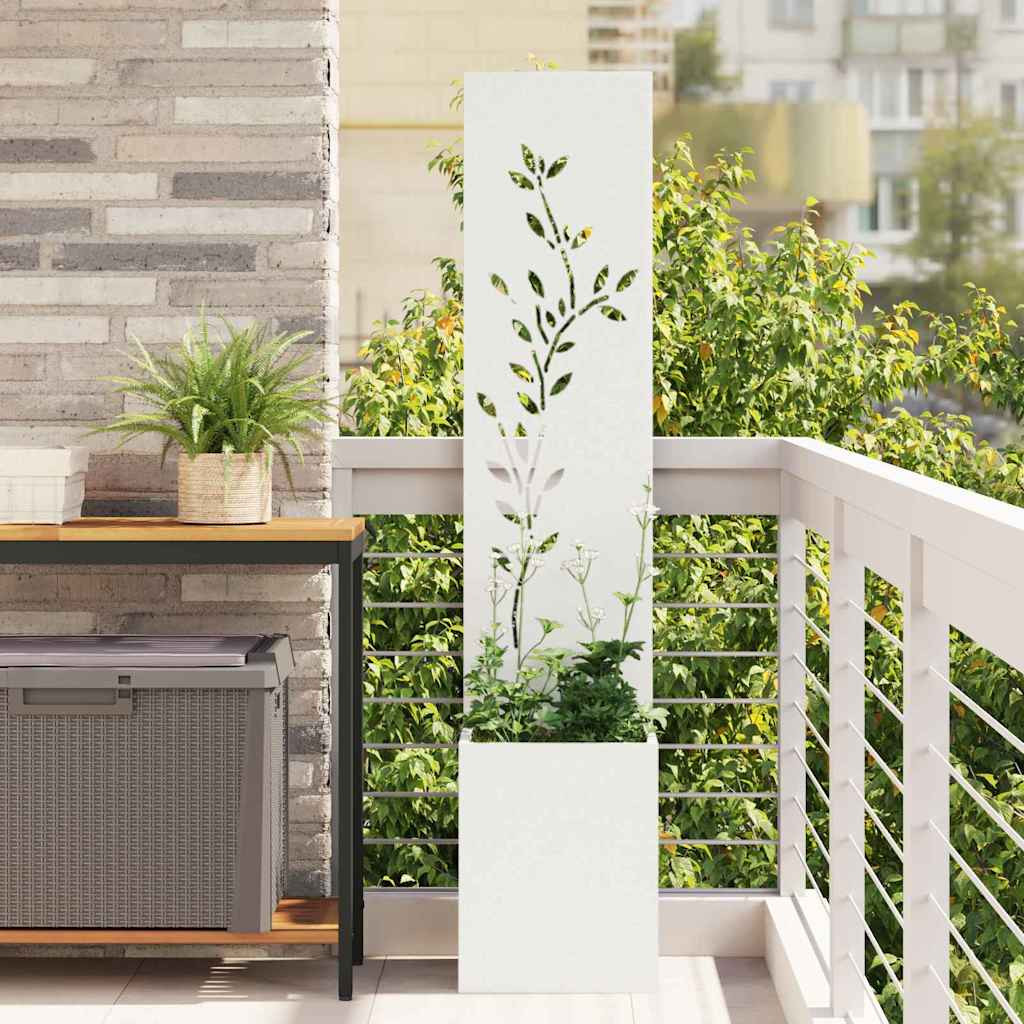 vidaXL Garten Sichtschutz-Leinwand Floral Weiß 32 x 32 x 150 cm