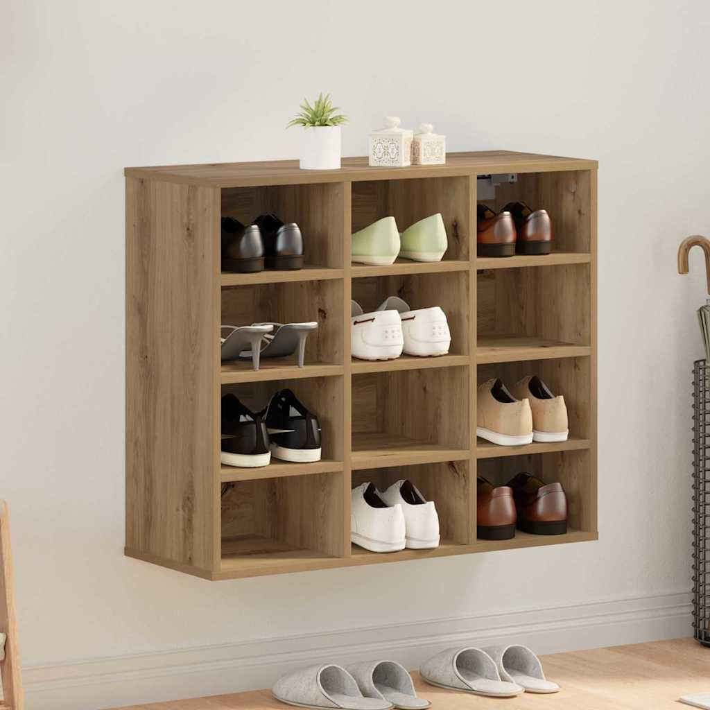 vidaXL Schuhschrank 77,5 x 30 x 67 cm Holzwerkstoff Artisan-Eiche