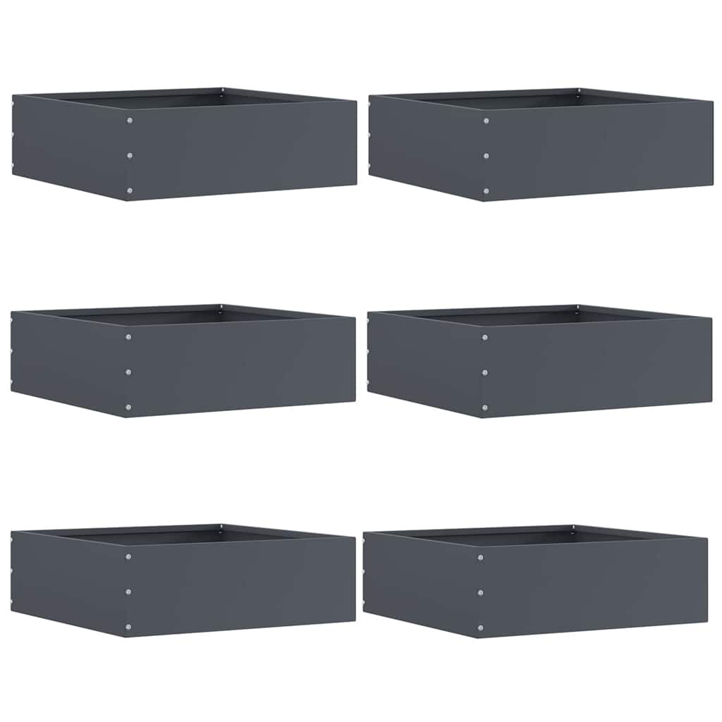 vidaXL Raseneinfassung 6 pcs Anthrazit 40 x 40 x 13 cm Stahl