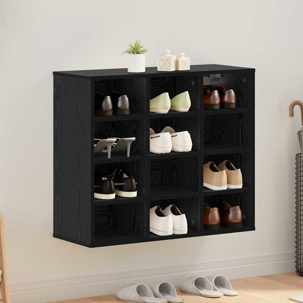 vidaXL Schuhschrank mit Regal Schwarz Eichen-Optik 77,5 x 30 x 67 cm