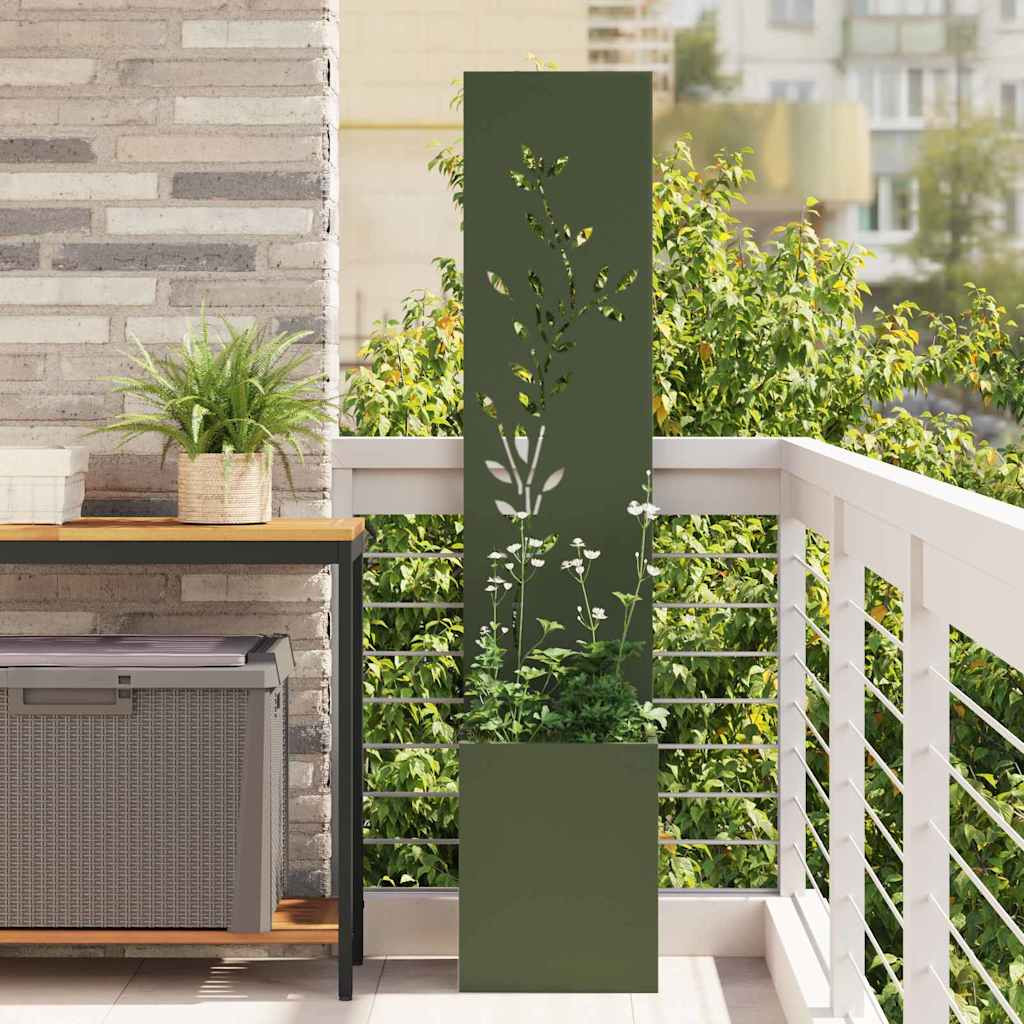 vidaXL Garten Sichtschutz-Leinwand Floral Olivgrün 32 x 32 x 150 cm