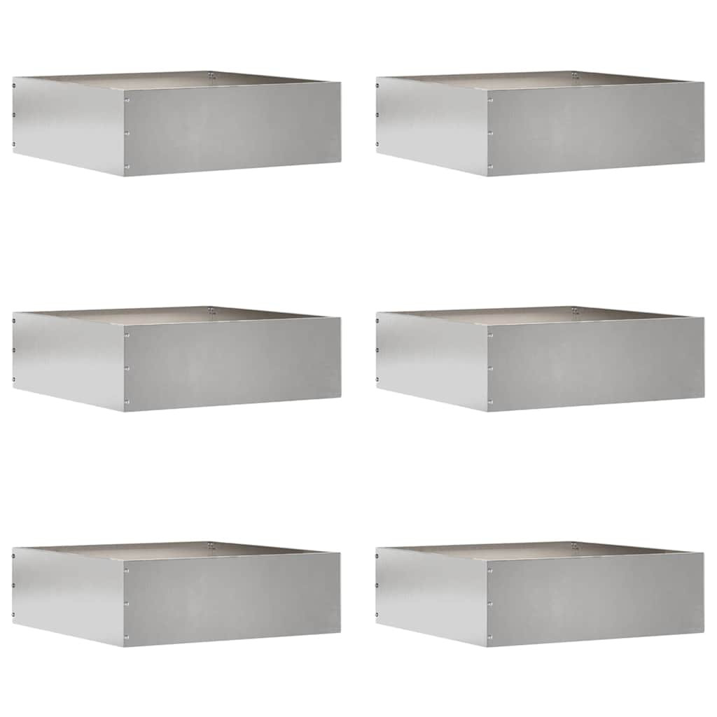 vidaXL Raseneinfassung 6 pcs Silber 40 x 40 x 13 cm Edelstahl