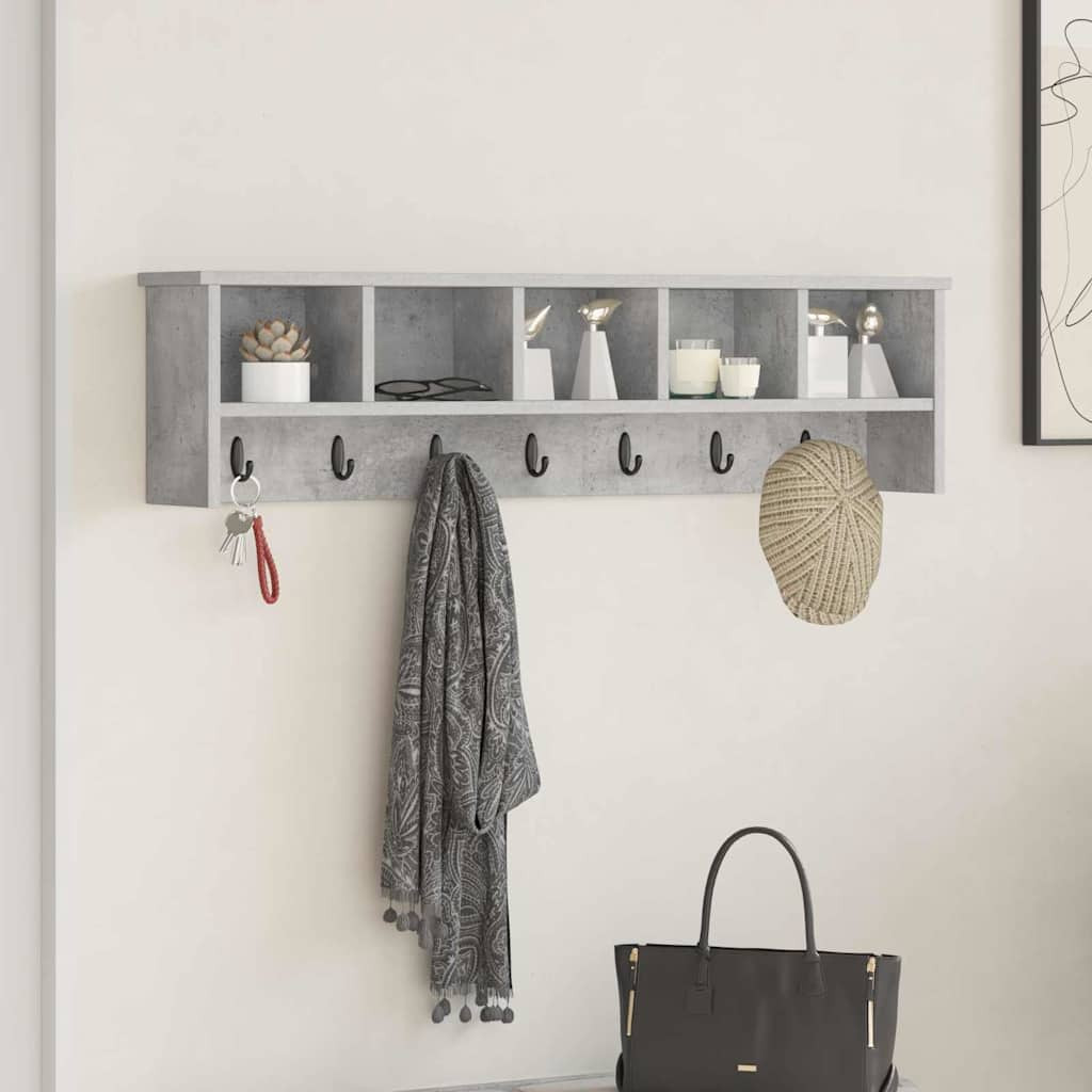 vidaXL Wandmontierter nachttisch mit Regal Beton Grau 100 x 16 x 26 cm