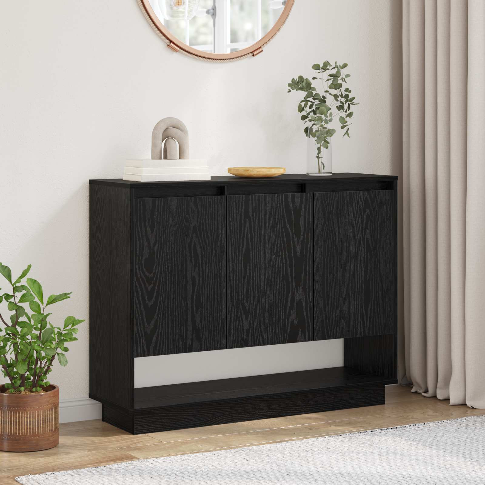 vidaXL Sideboard Schwarz Eichen-Optik 97 x 29 x 75 cm Holzwerkstoff