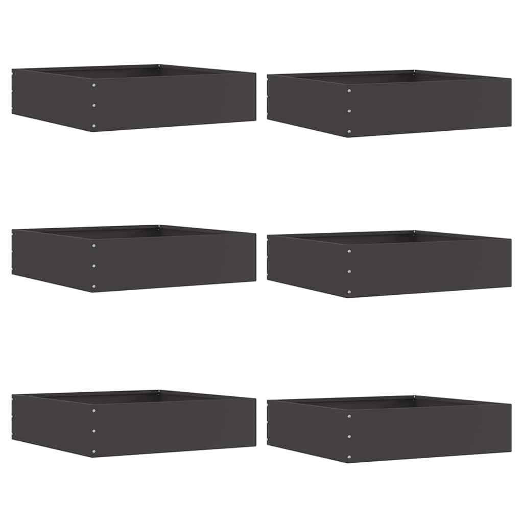 vidaXL Raseneinfassung 6 pcs Schwarz 50 x 50 x 13 cm Stahl