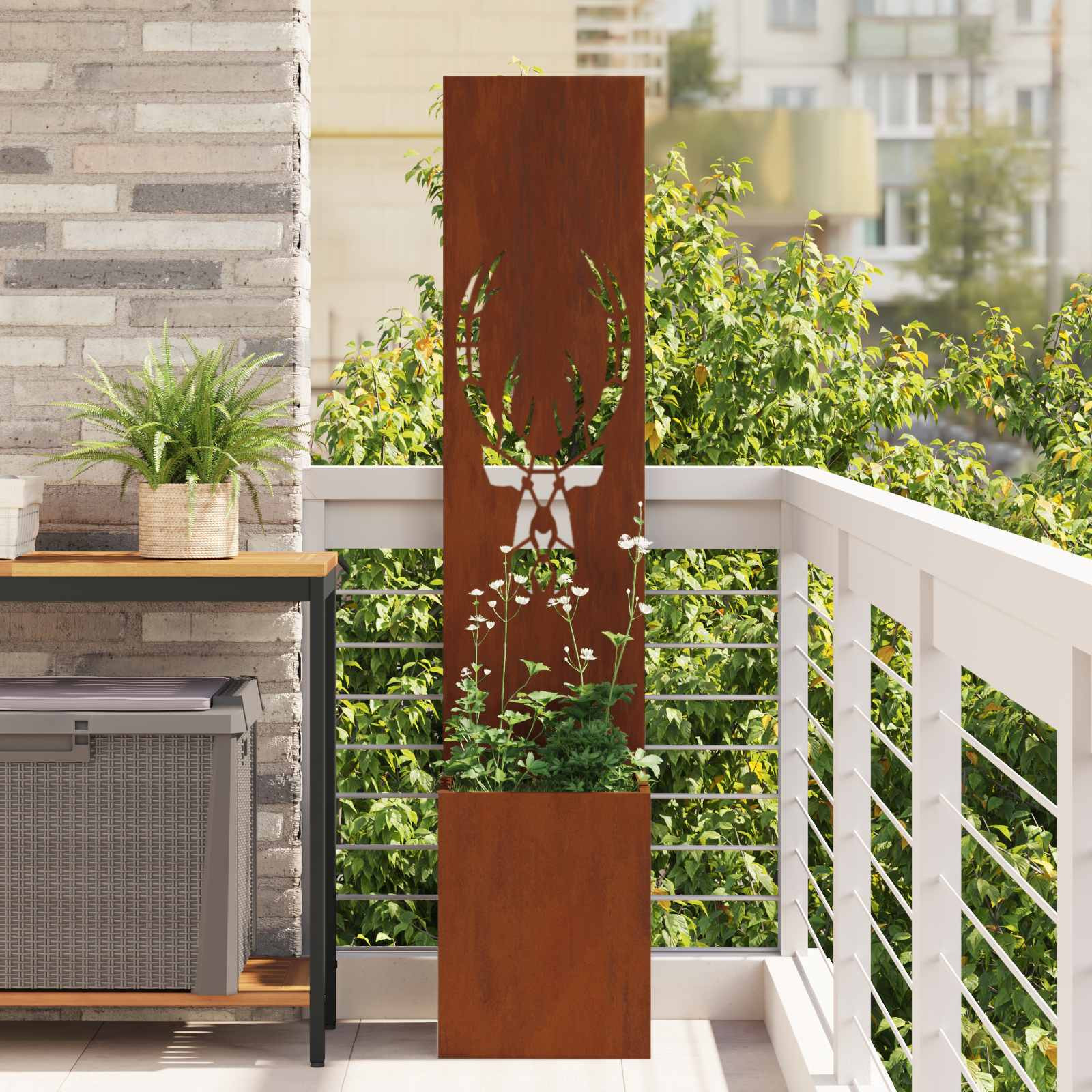 vidaXL Garten Sichtschutz-Leinwand Tiermuster Rostig 32 x 32 x 150 cm