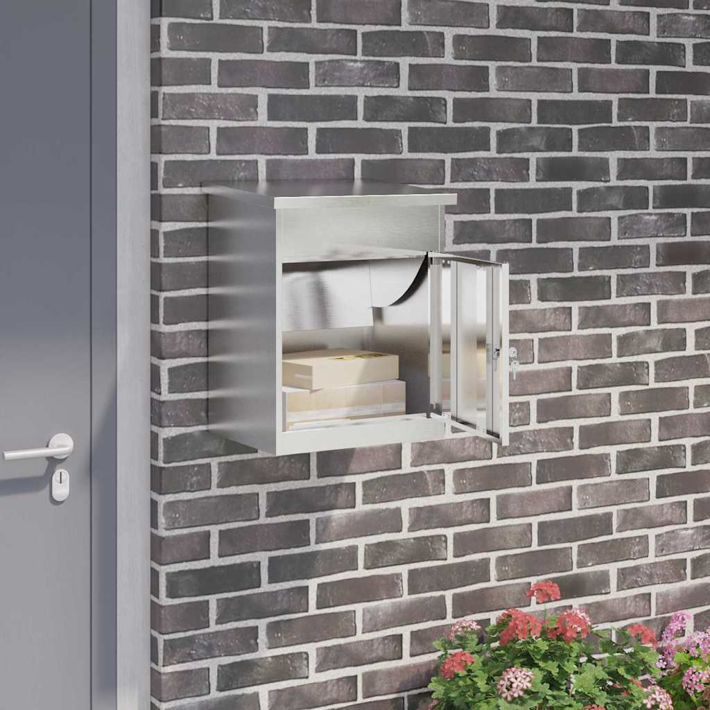 vidaXL Paketdrop-Box mit Speicher Silber 47,5 x 38 x 59 cm Edelstahl
