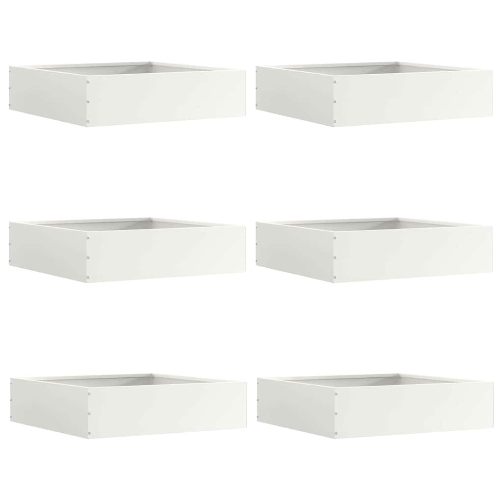 vidaXL Raseneinfassung 6 pcs Weiß 50 x 50 x 13 cm Stahl