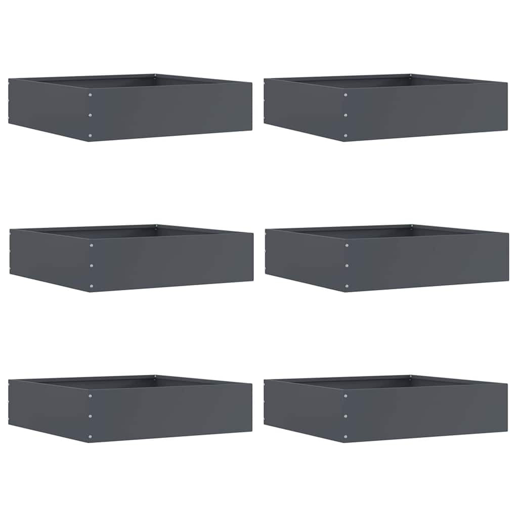 vidaXL Raseneinfassung 6 pcs Anthrazit 50 x 50 x 13 cm Stahl