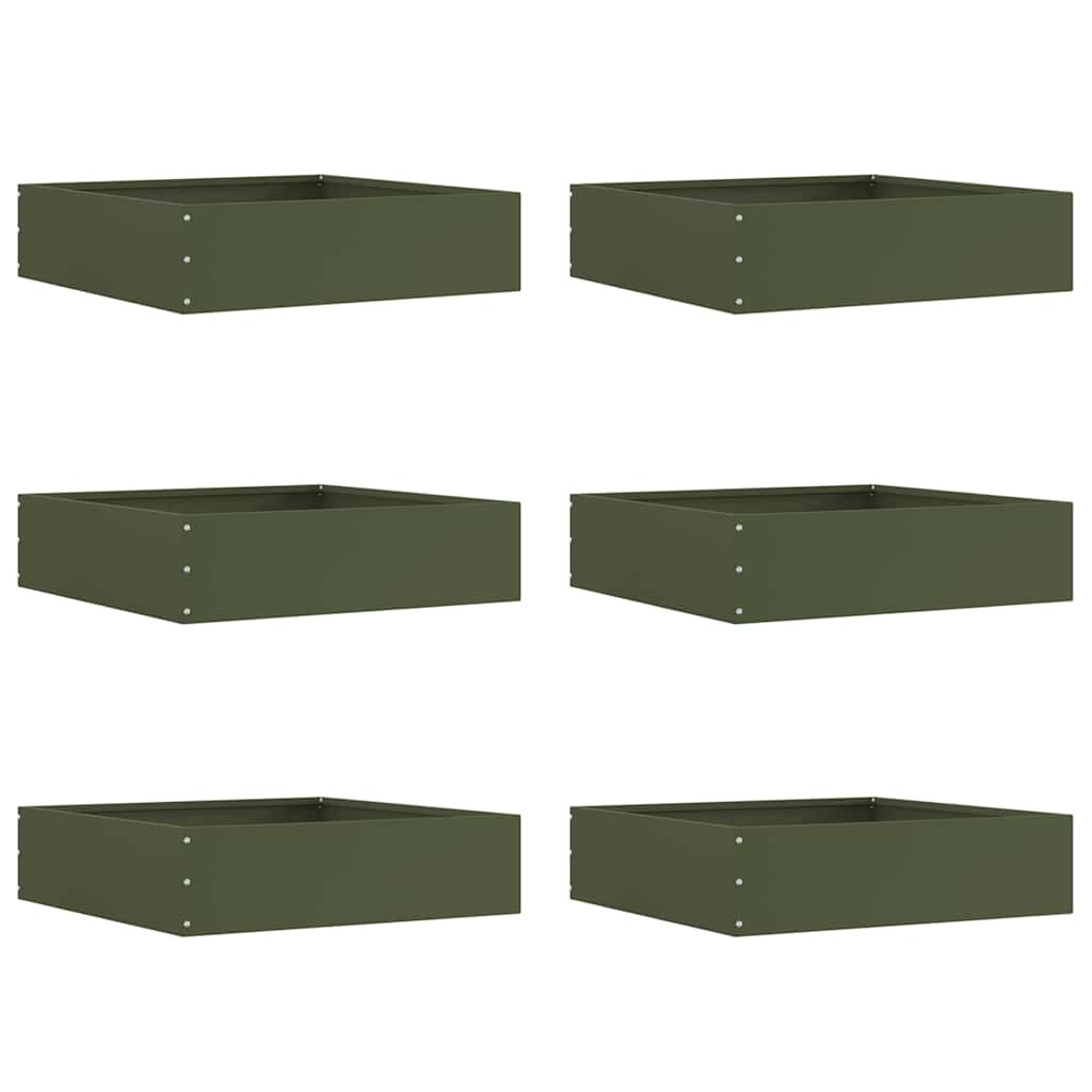 vidaXL Raseneinfassung 6 pcs Olive Grün 50 x 50 x 13 cm Stahl