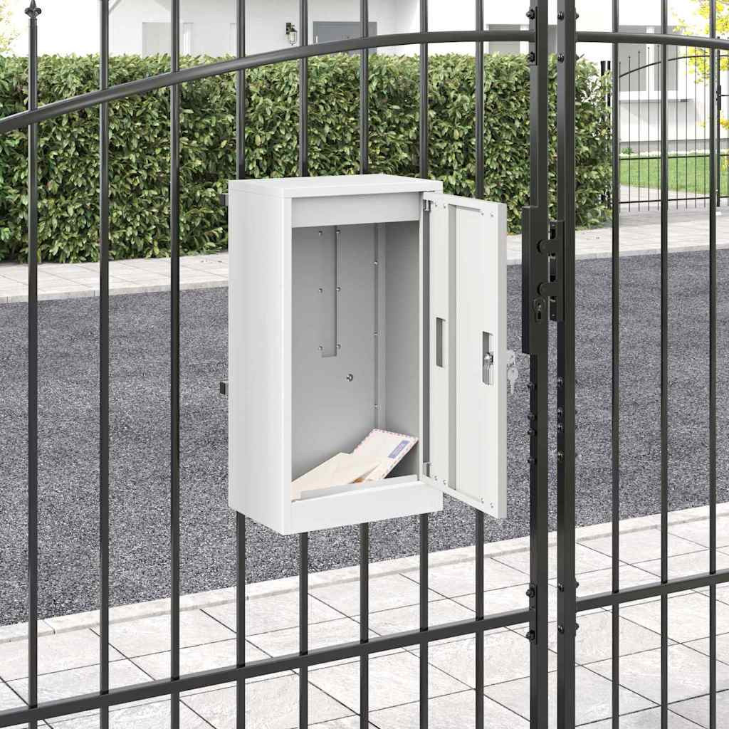 vidaXL Briefkasten mit Speicher mit Tür Weiß 30 x 20 x 55 cm Stahl