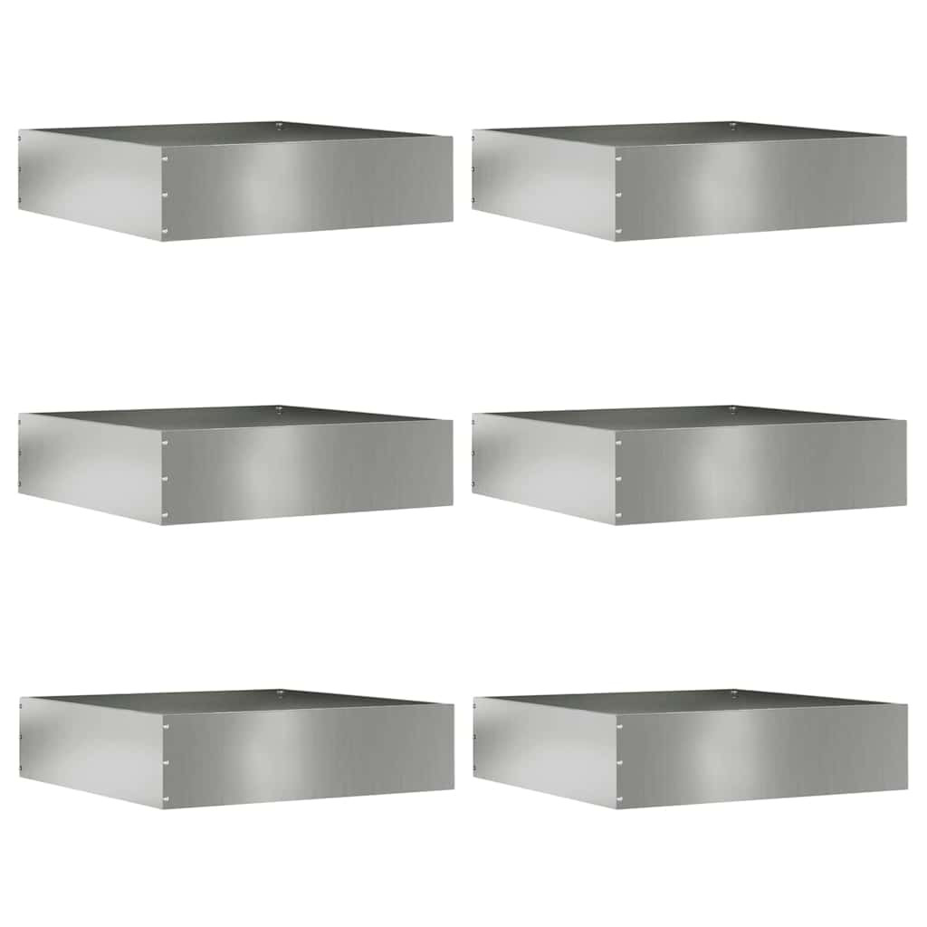vidaXL Raseneinfassung 6 pcs Silber 50 x 50 x 13 cm Verzinkter Stahl