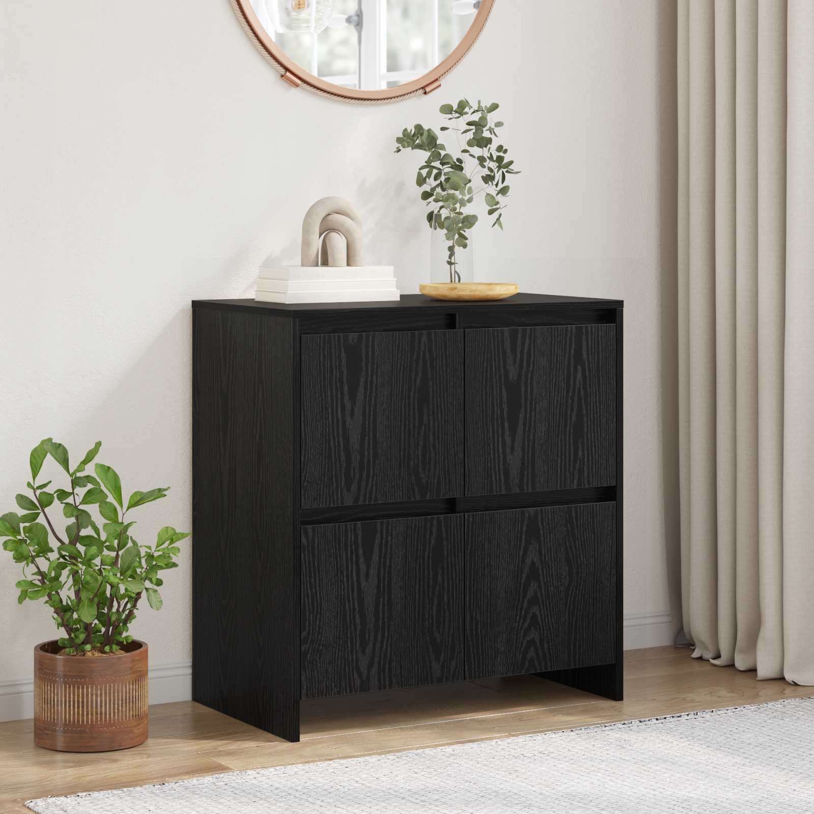 vidaXL Sideboard Schwarz Eichen-Optik 70 x 41 x 75 cm Holzwerkstoff