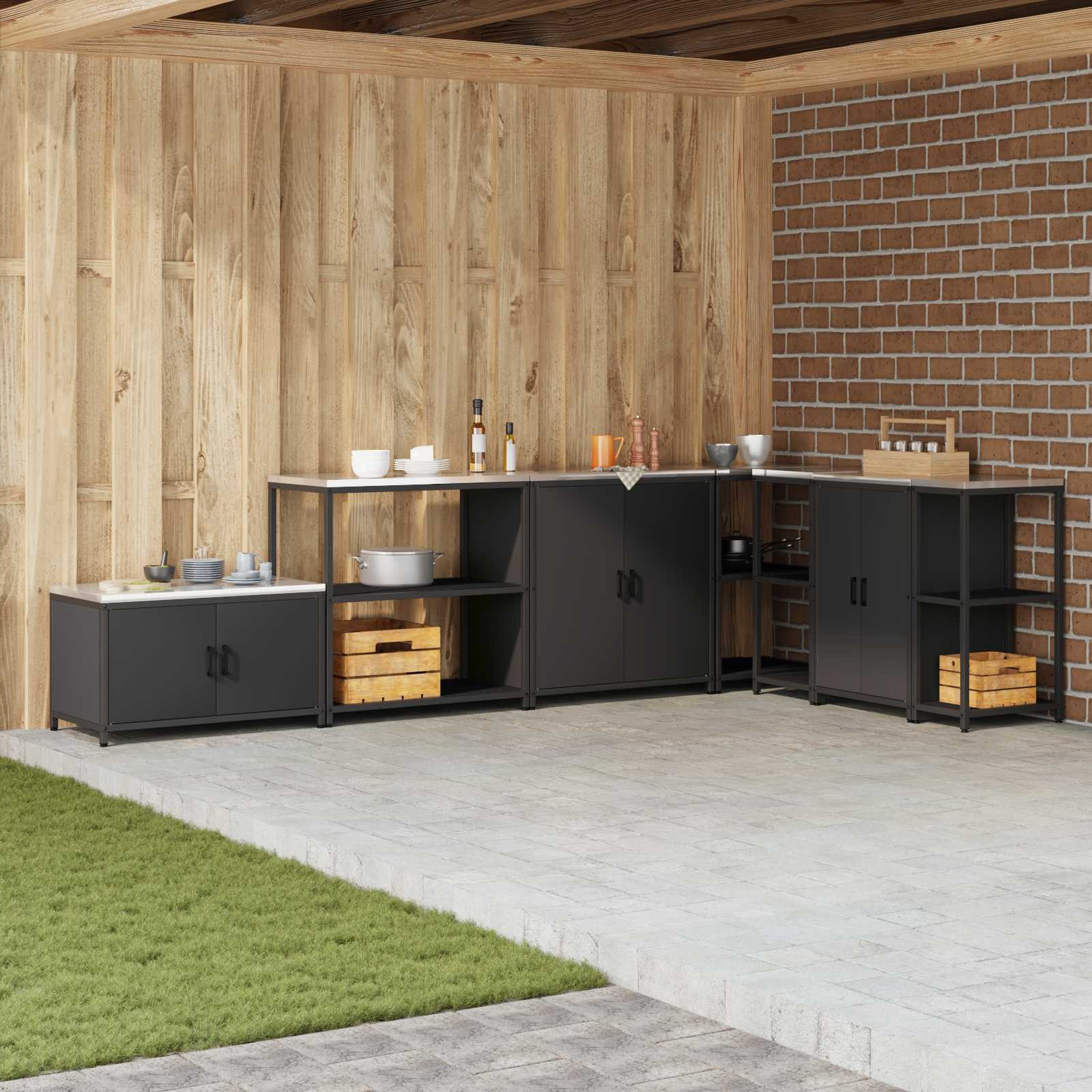 vidaXL Küchenregal HATTEM Schwarz 90 x 50 x 92 cm Stahl