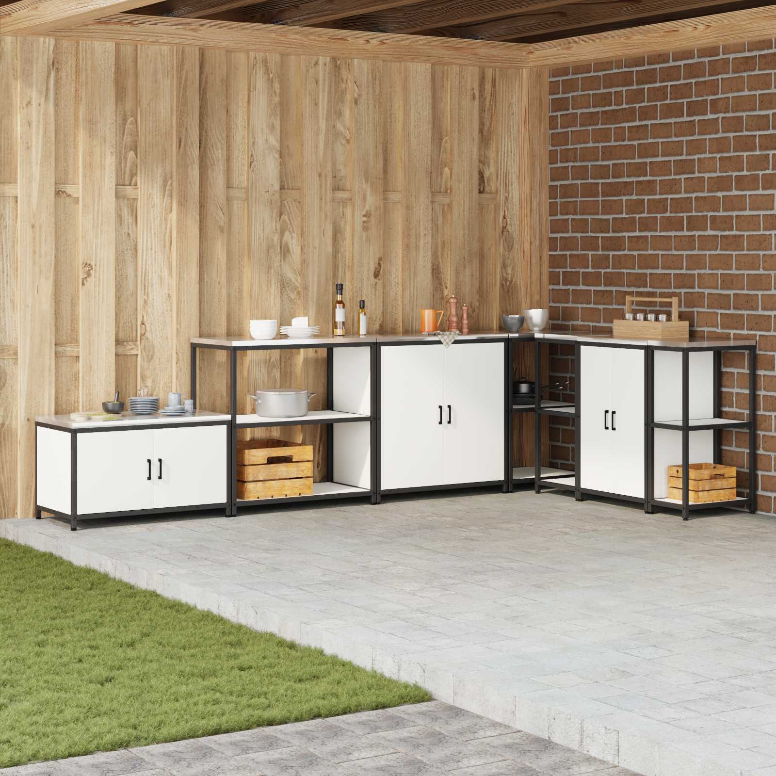 vidaXL Küchenregal HATTEM Weiß 90 x 50 x 92 cm Stahl