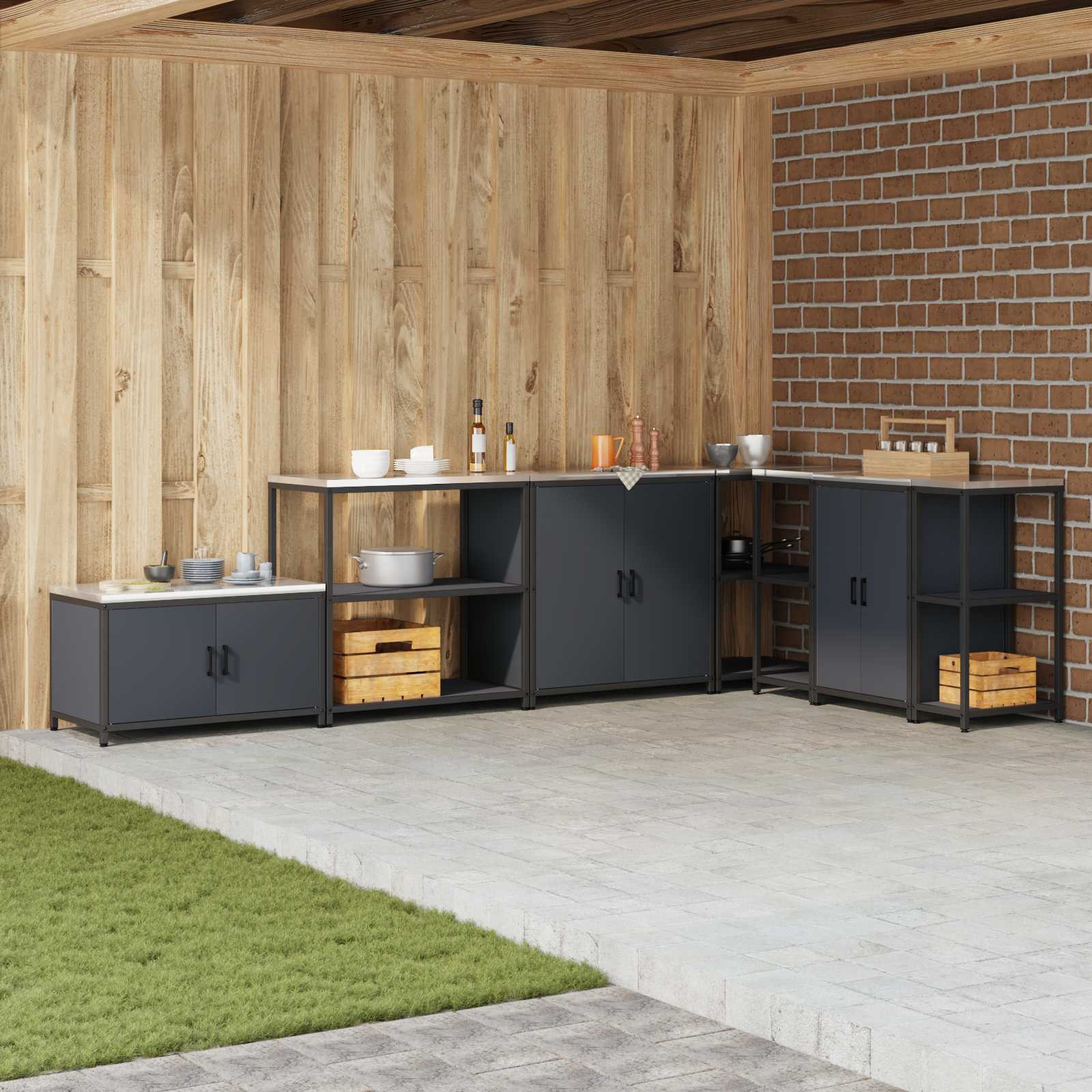 vidaXL Küchenregal HATTEM Anthrazit 90 x 50 x 92 cm Stahl