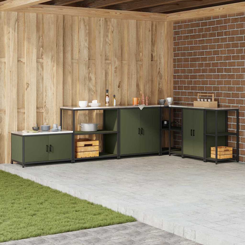 vidaXL Küchenregal HATTEM Olivgrün 90 x 50 x 92 cm Stahl