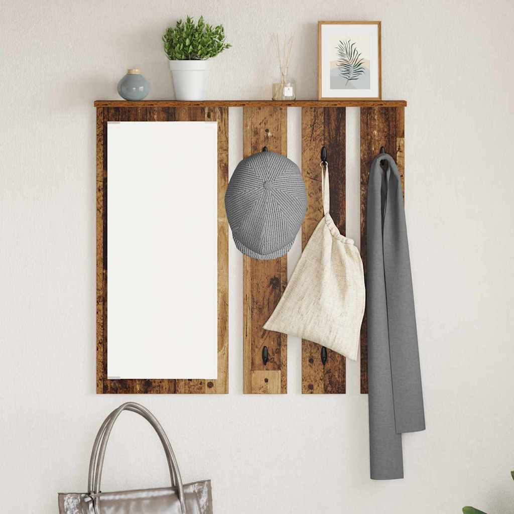 vidaXL Wandmontierter Kleiderständer mit Regal Altholz 84 x 10 x 80 cm