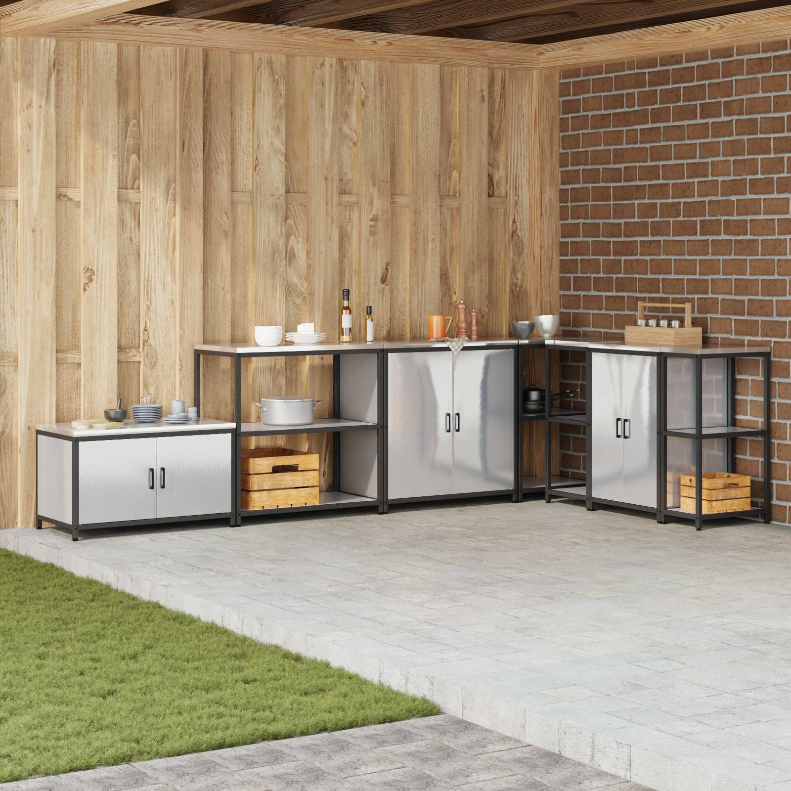 vidaXL Küchenregal HATTEM Silber 90 x 50 x 92 cm Stahl