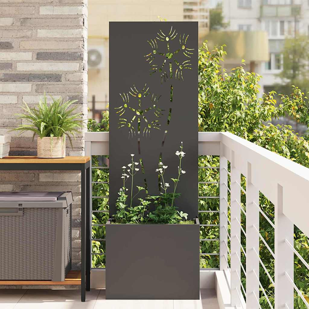 vidaXL Garten Sichtschutz-Leinwand Floral Schwarz 50 x 32 x 150 cm