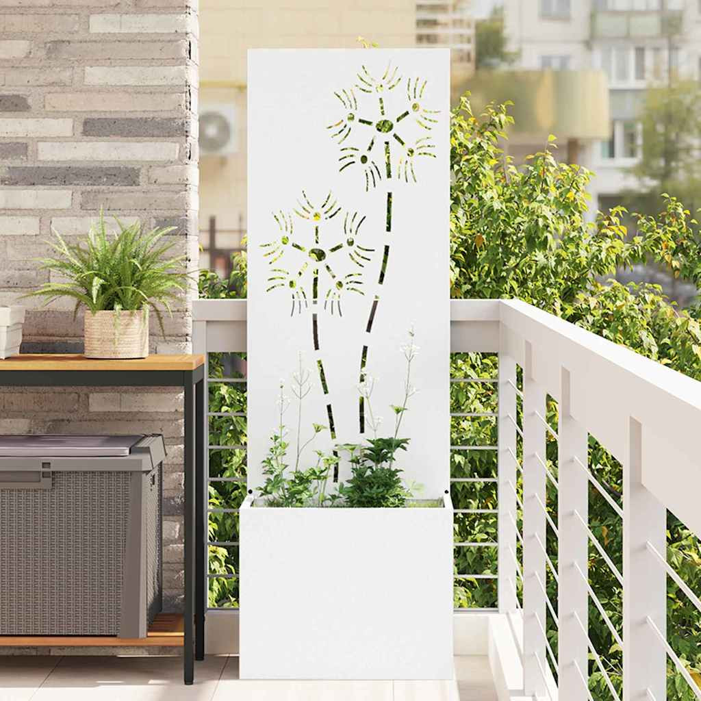 vidaXL Garten Sichtschutz-Leinwand Floral Weiß 50 x 32 x 150 cm