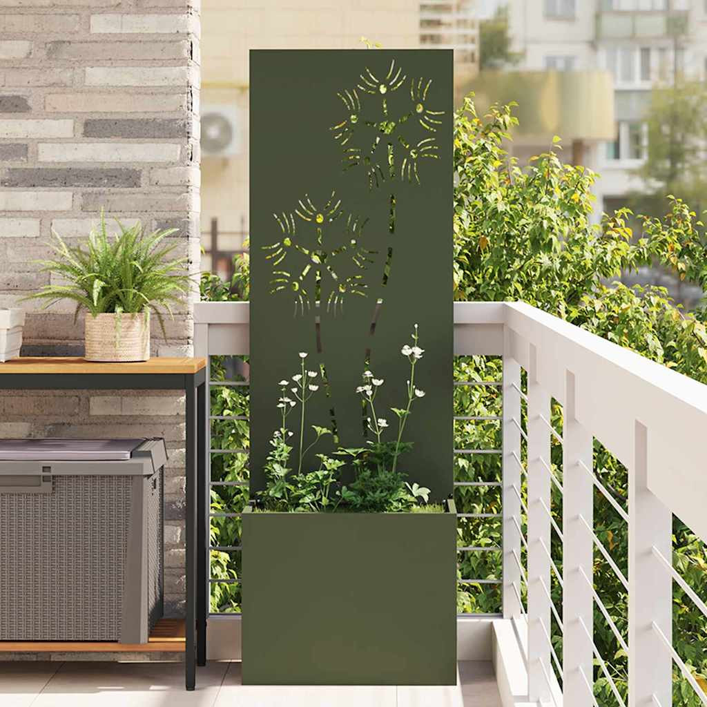 vidaXL Garten Sichtschutz-Leinwand Floral Olivgrün 50 x 32 x 150 cm