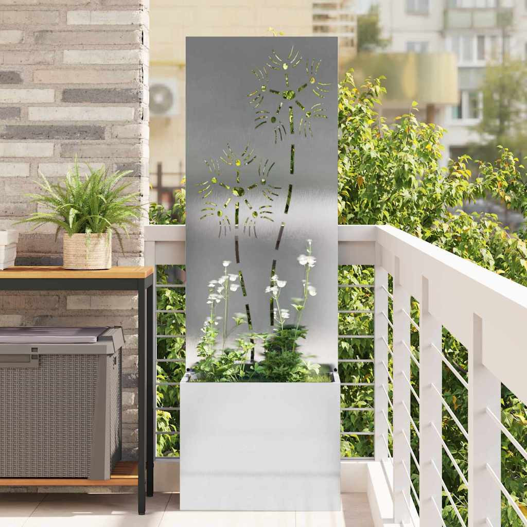 vidaXL Garten Sichtschutz-Leinwand Silber 50 x 32 x 150 cm Edelstahl