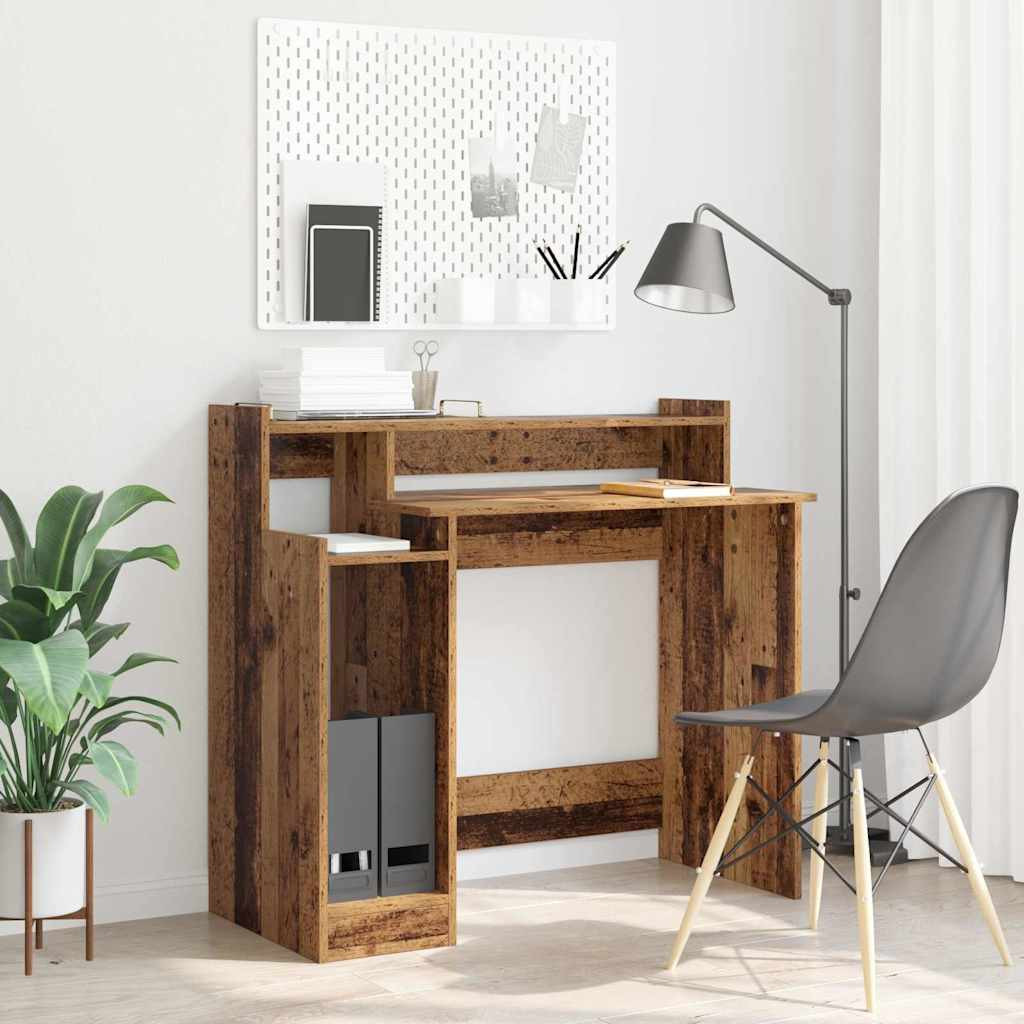 vidaXL Schreibtisch mit Regal Altholz 97 x 45 x 90 cm Holzwerkstoff