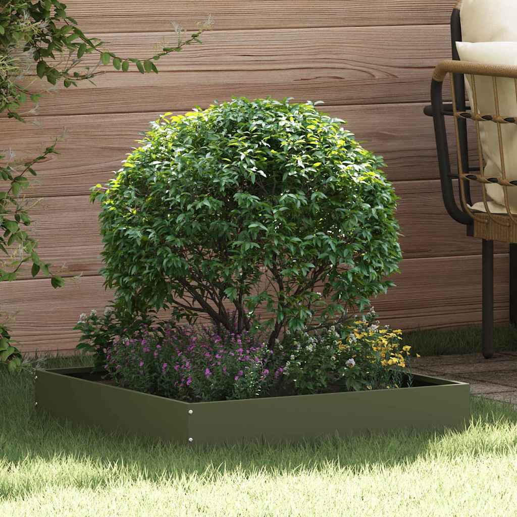 vidaXL Raseneinfassung 6 pcs Olive Grün 60 x 60 x 13 cm Stahl
