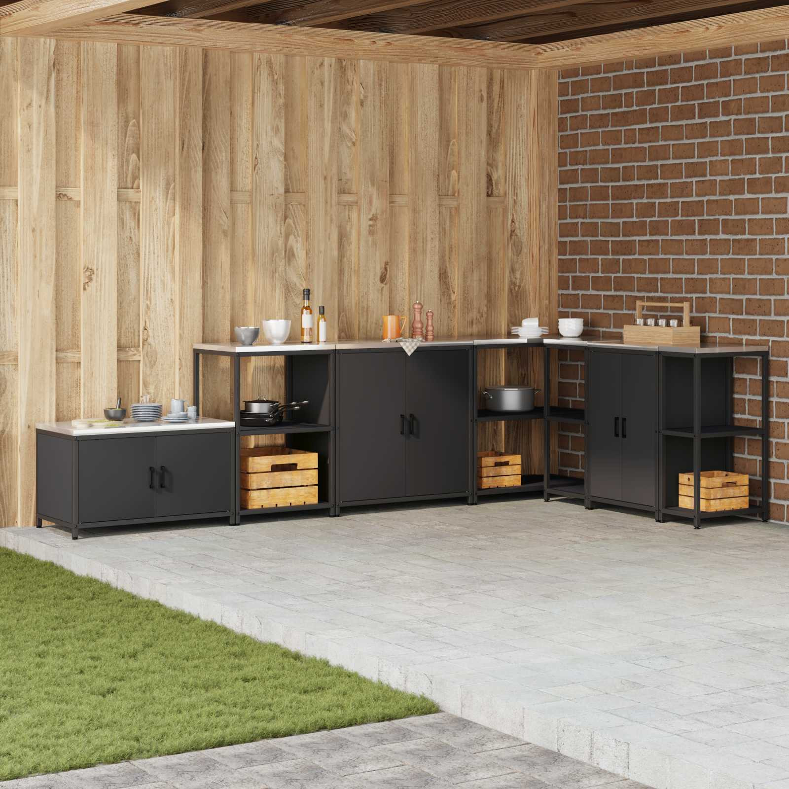 vidaXL Küchenregal HATTEM Schwarz 60 x 50 x 92 cm Stahl