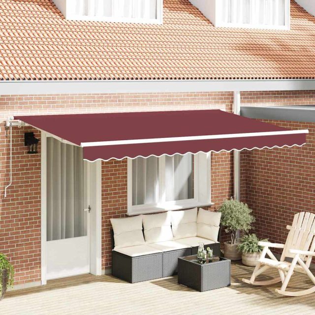 vidaXL Einziehbare Markise Bordeauxrot 350 x 200 cm Stoff