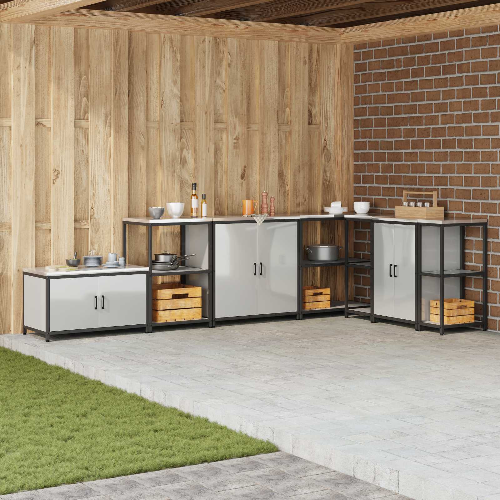 vidaXL Küchenregal HATTEM Silber 60 x 50 x 92 cm Stahl