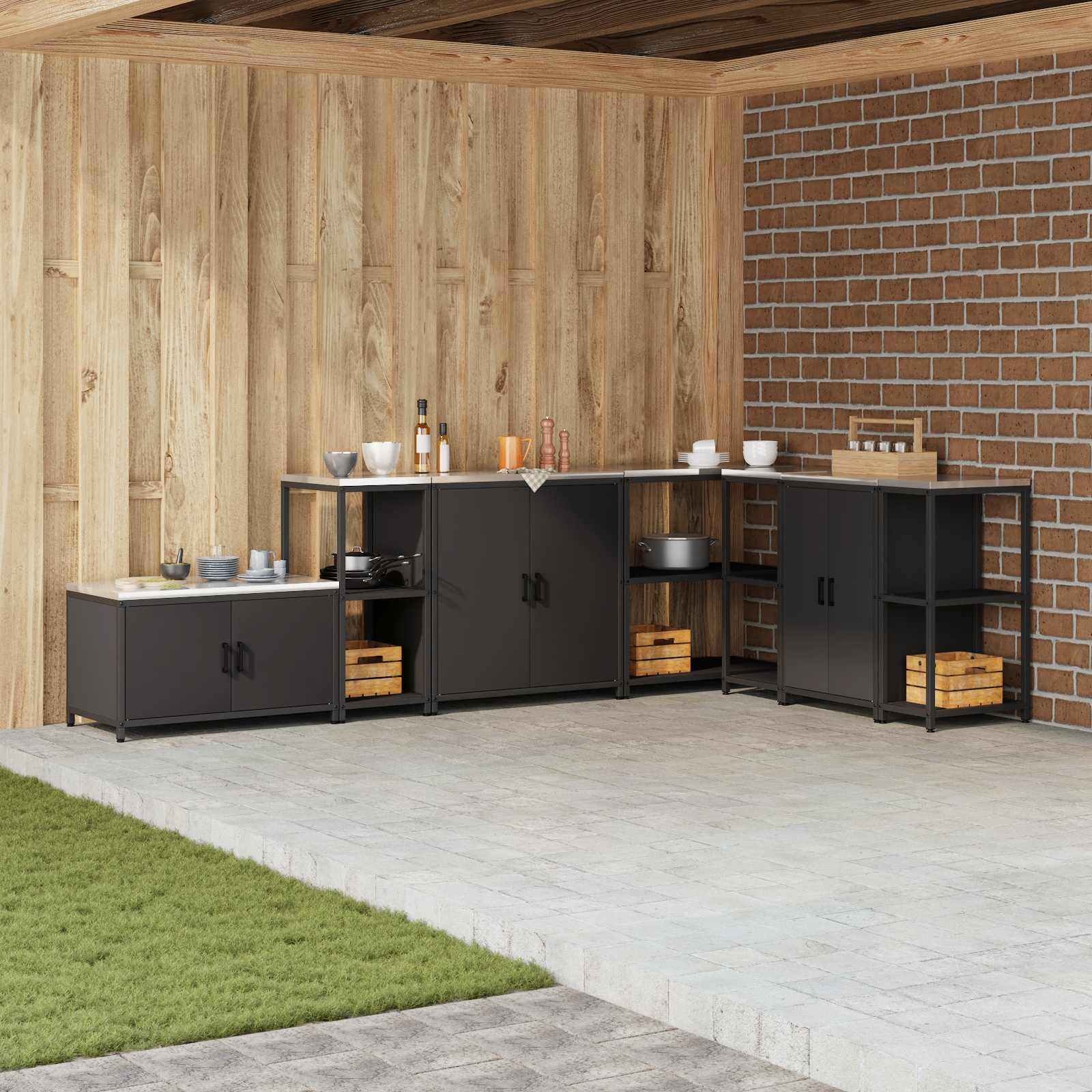 vidaXL Küchenregal HATTEM Schwarz 40 x 50 x 92 cm Stahl