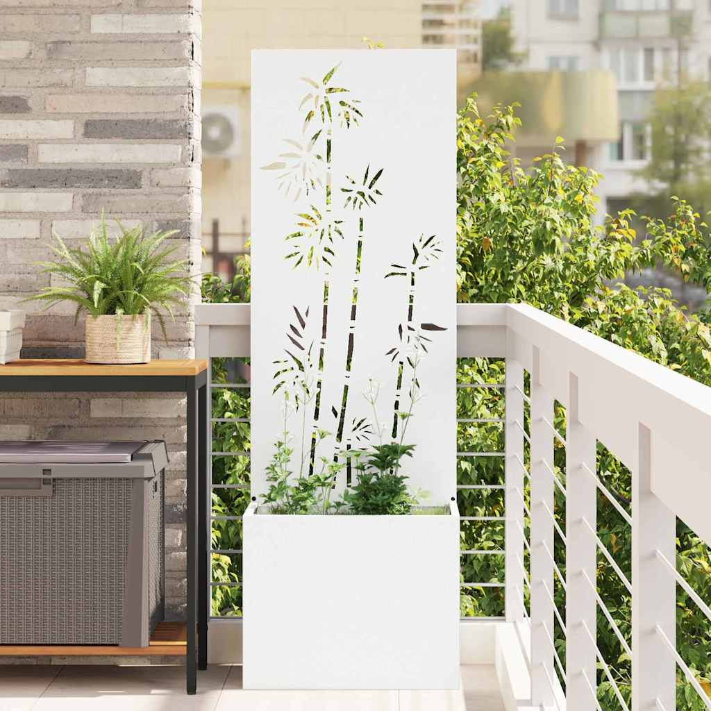 vidaXL Garten Sichtschutz-Leinwand Floral Weiß 50 x 32 x 150 cm