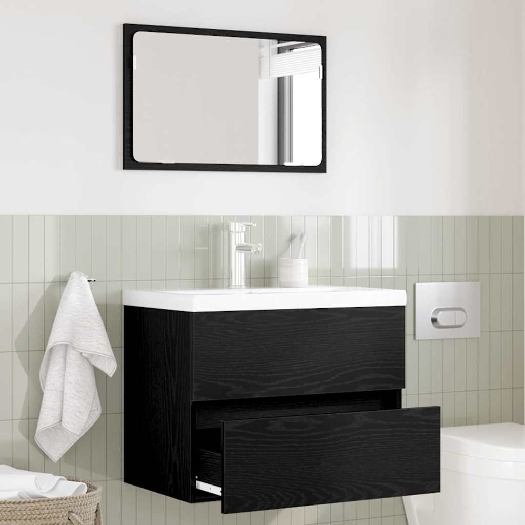 vidaXL Badezimmermöbel-Set mit Schubladen 2 pcs Schwarz Eichen-Optik