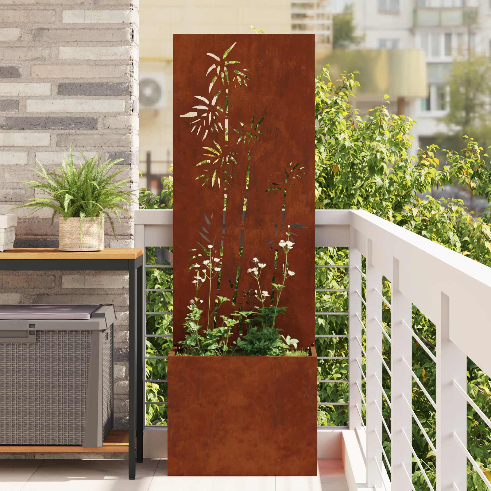 vidaXL Garten Sichtschutz-Leinwand Floral Rostig 50 x 32 x 150 cm