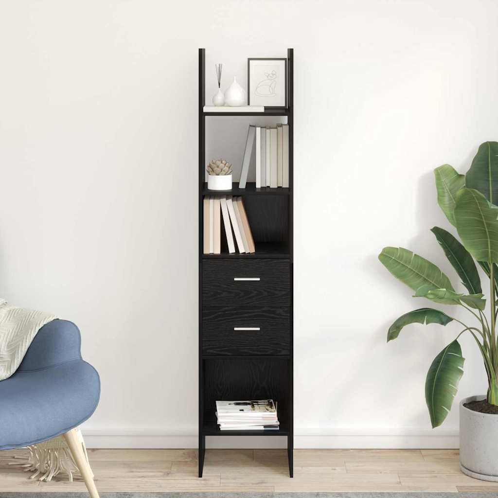 vidaXL Bücherregal Schwarz Eichen-Optik 40 x 35 x 180 cm Holzwerkstoff