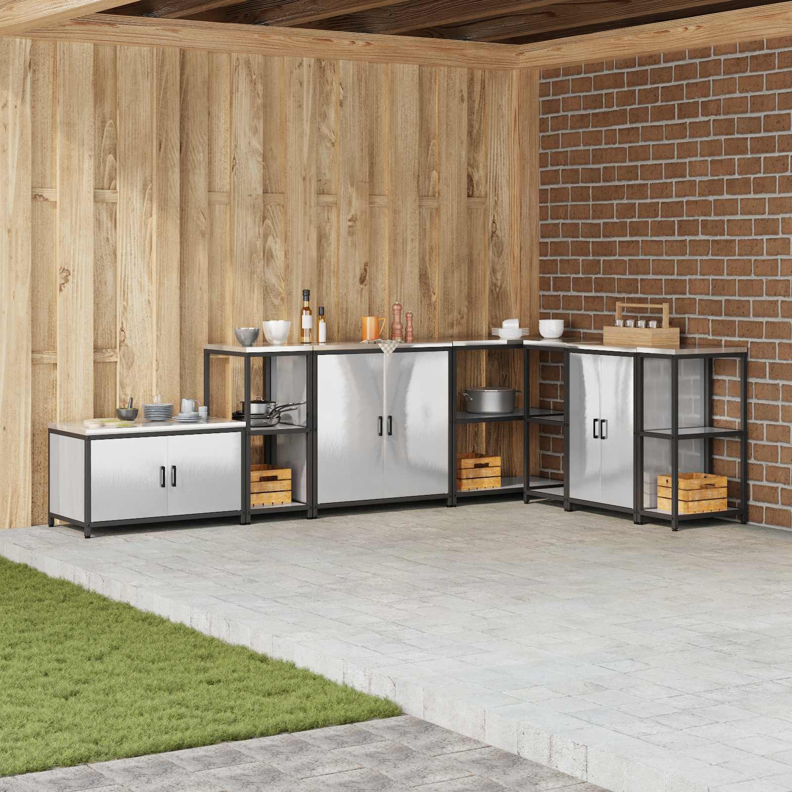 vidaXL Küchenregal HATTEM Silber 40 x 50 x 92 cm Stahl