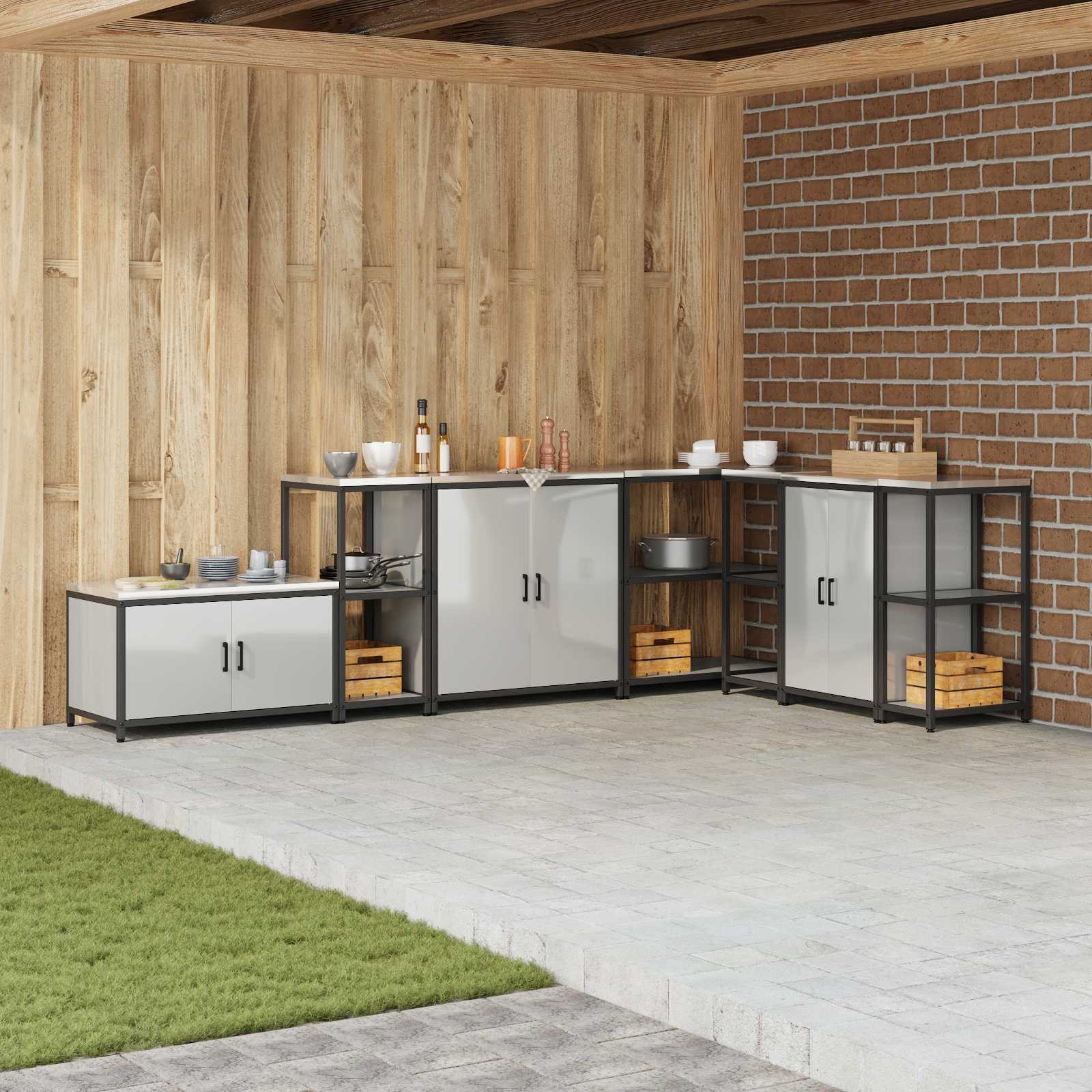 vidaXL Küchenregal HATTEM Silber 40 x 50 x 92 cm Stahl