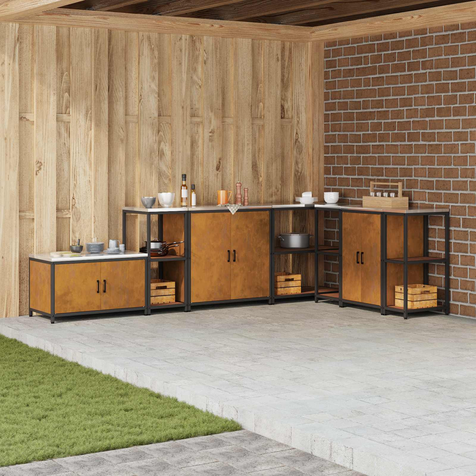 vidaXL Küchenregal HATTEM Rostig 40 x 50 x 92 cm Stahl
