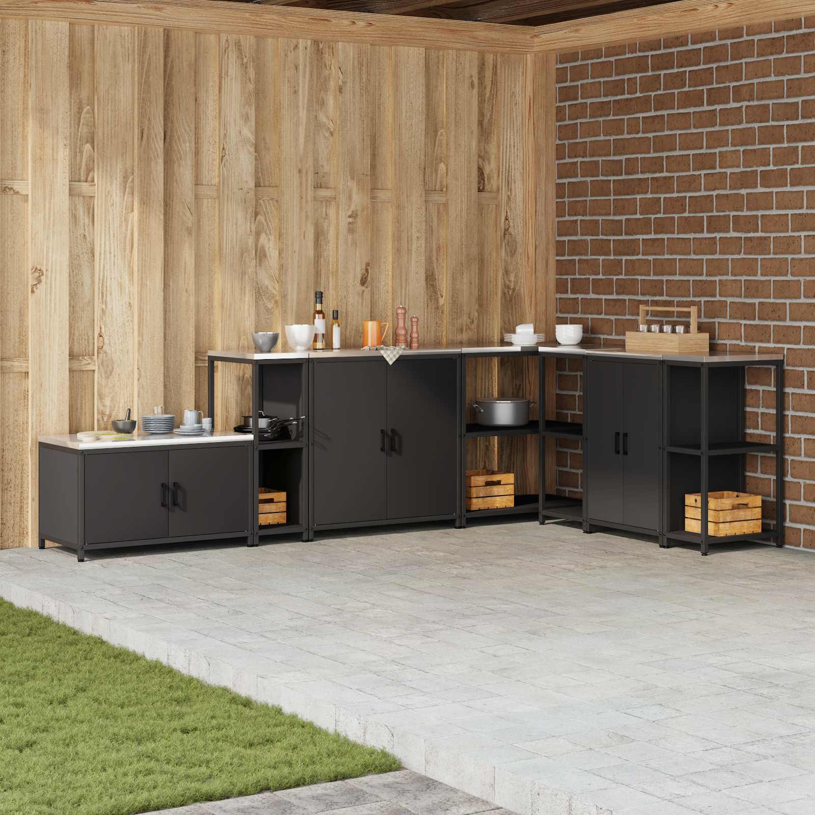 vidaXL Küchenregal HATTEM Schwarz 30 x 50 x 92 cm Stahl
